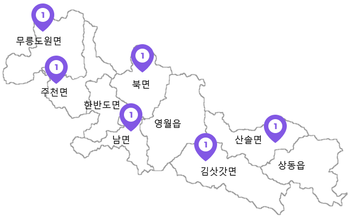 영월 지역 지도